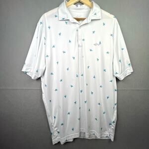 Greg Norman Play Dry Men's Performance Golf Polo White Flamingo Short Sleeve XXL